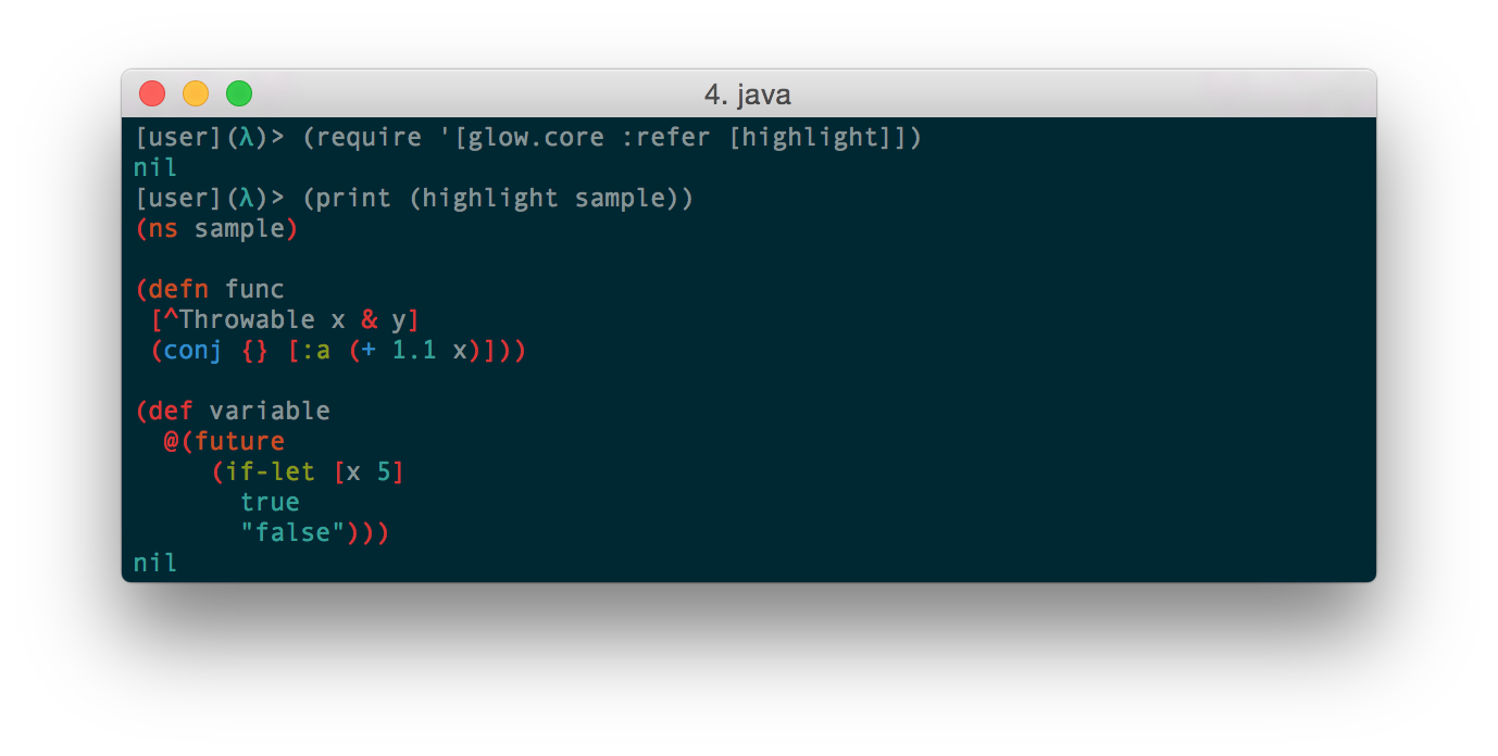 Glow: Syntax Highlighting for Clojure Source Code